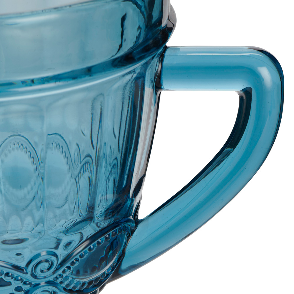 Wilko Embossed Blue Glass Jug Image 6