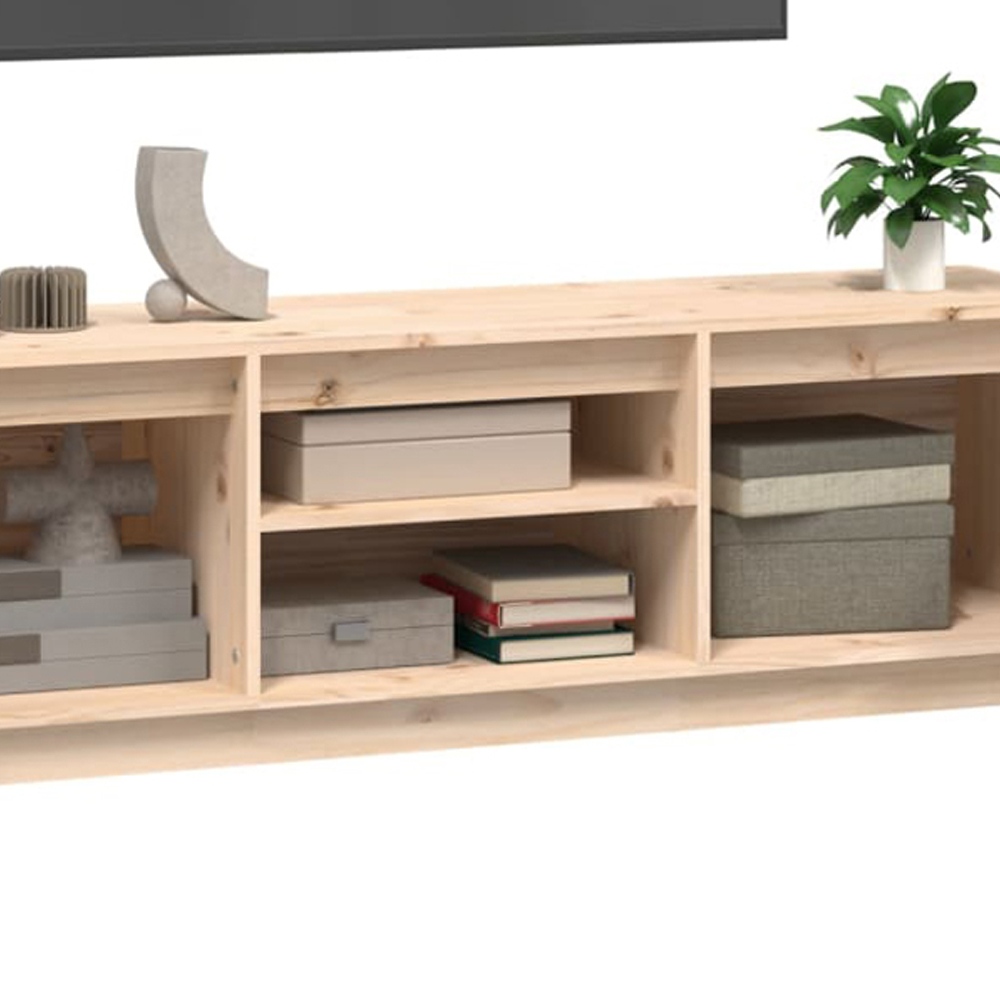 vidaXL 2 Door 2 Shelf Natural Solid Pine Wood TV Cabinet Image 8