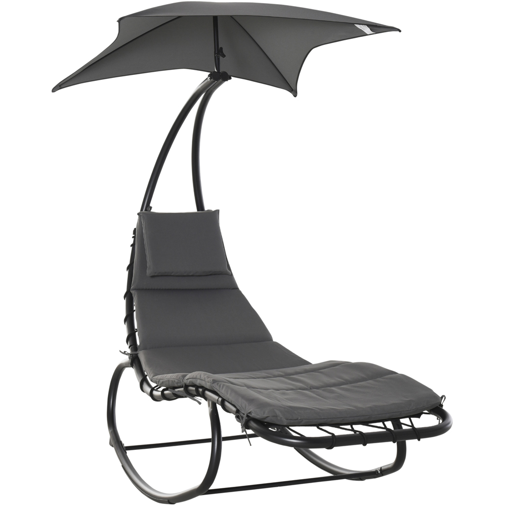 Outsunny Grey Sun Lounger with Canopy Image 2