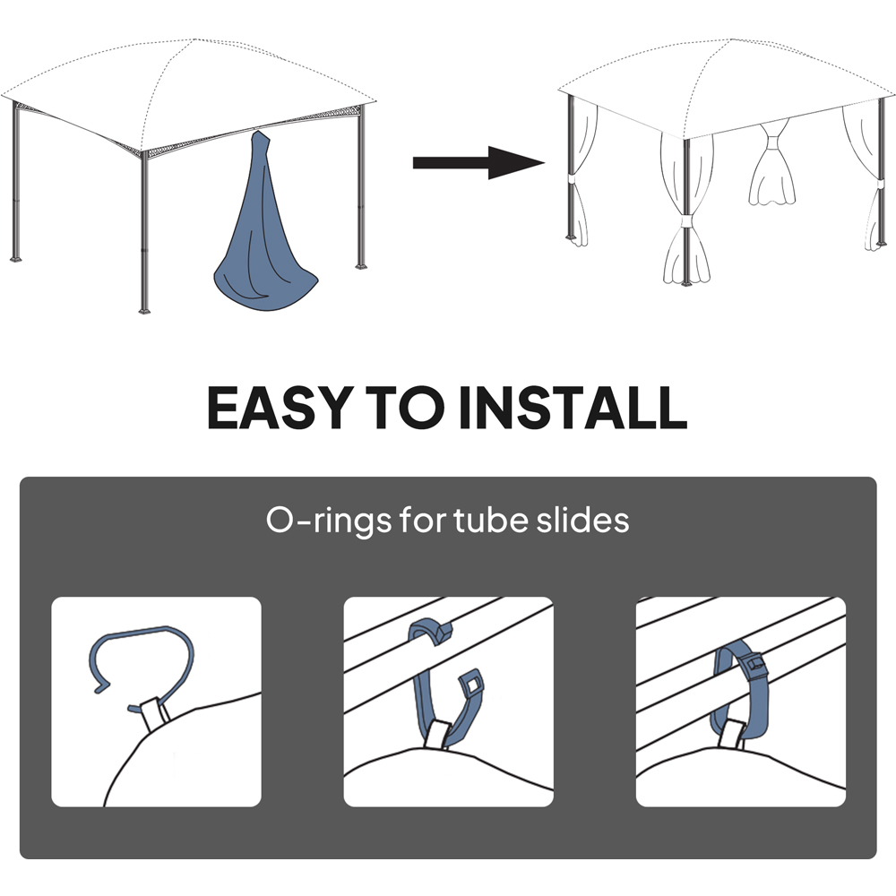 Outsunny 3 x 3m Dark Grey Gazebo Replacement Curtain 4 Pack Image 8