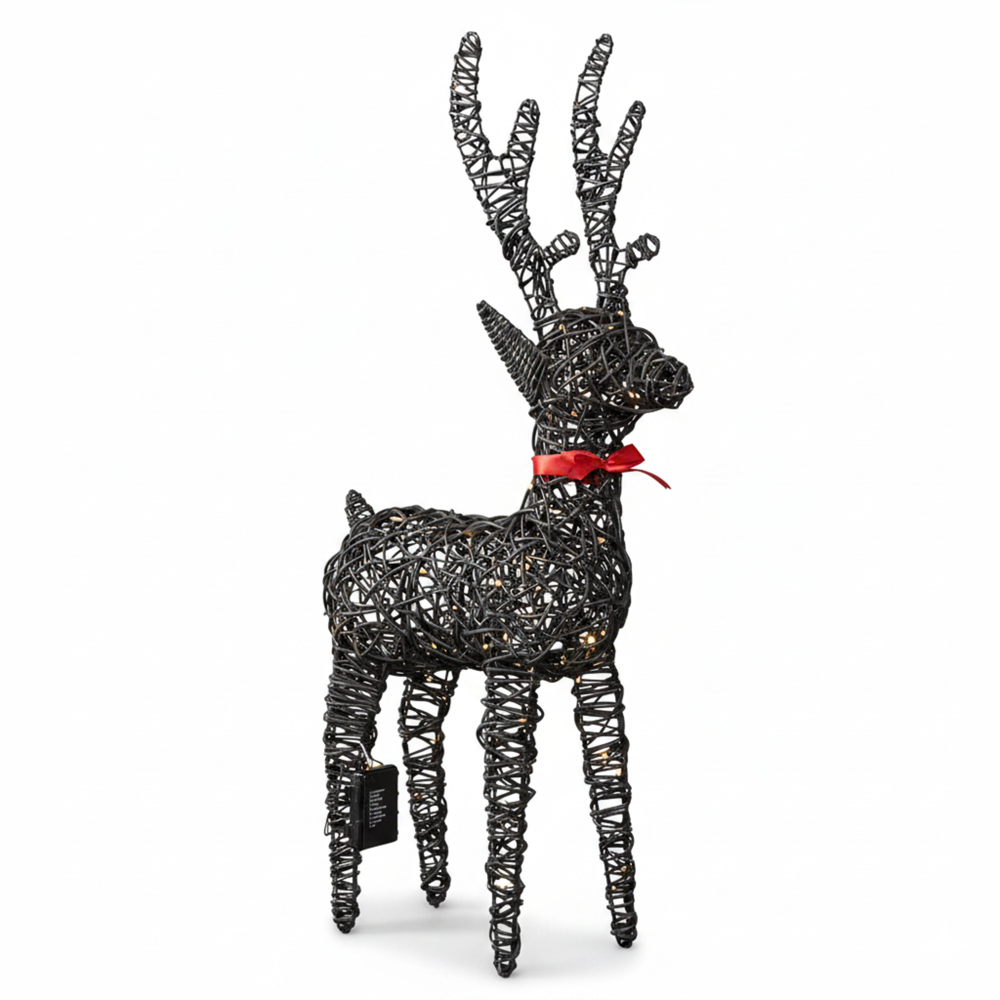 Samuel Alexander 100 Warm White LED Light Up Rattan Brown Reindeer Christmas Decoration 72cm Image 2