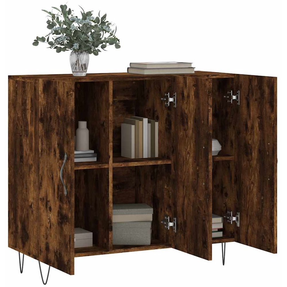 vidaXL 3 Door Smoked Oak Sideboard Image 4