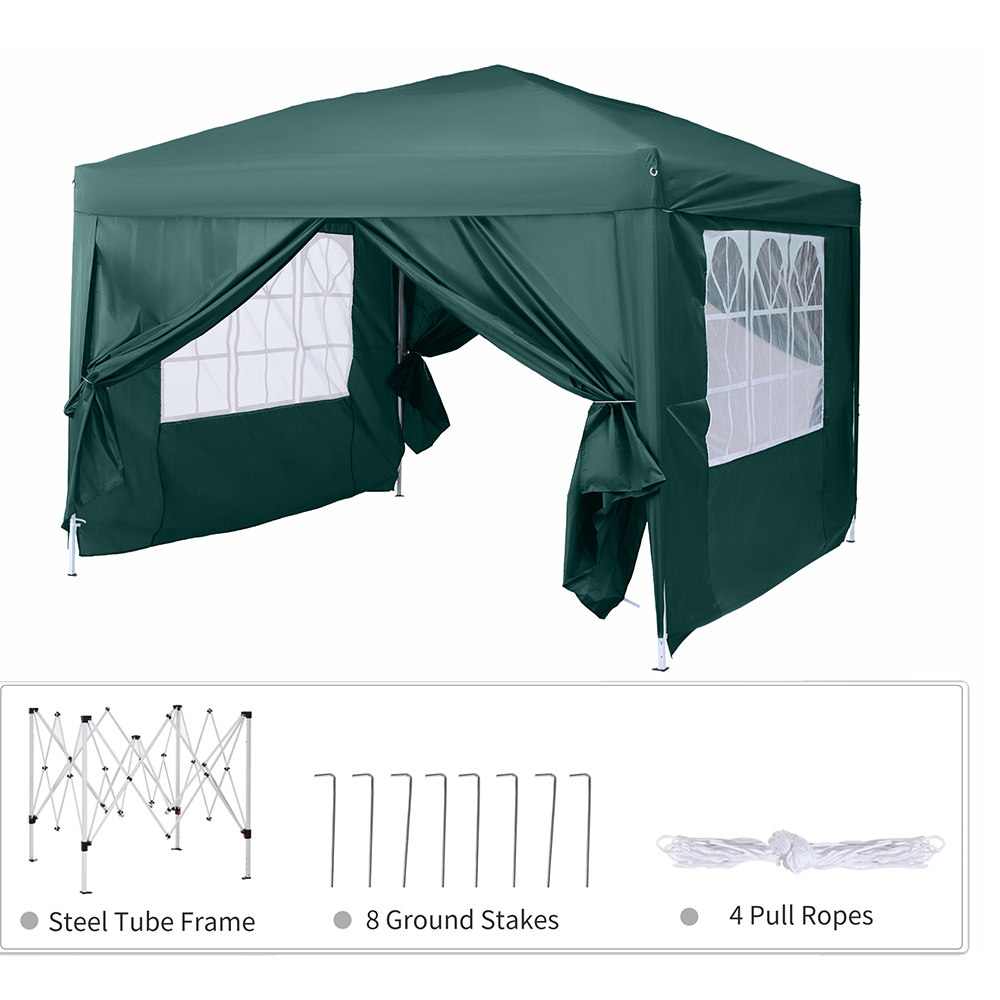 Outsunny 2.95 x 2.95m Green Heavy Duty Pop Up Gazebo with Sides Image 5