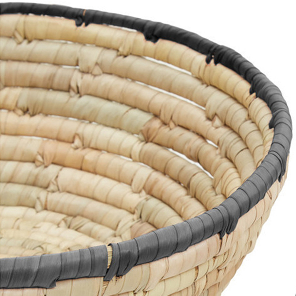 Premier Housewares Black Trim Round Palm Leaf Basket Set of 3 Image 4