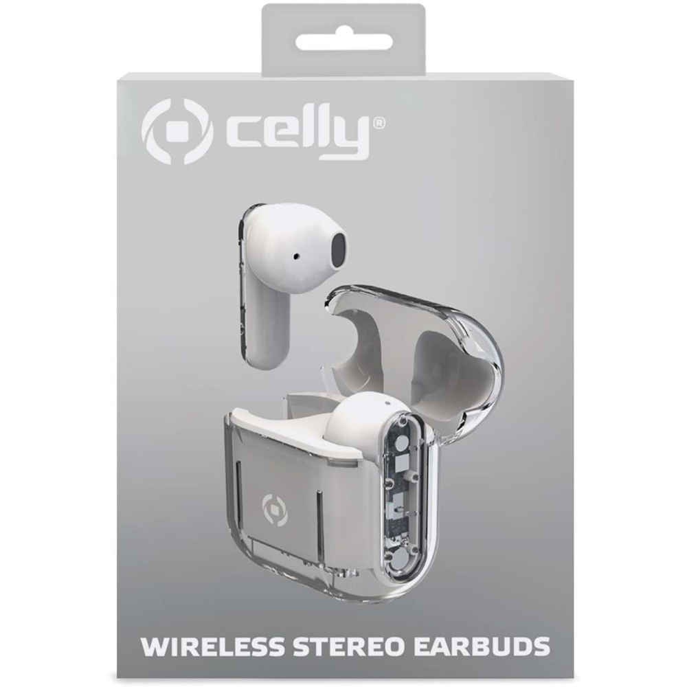 Celly Sheer White Wireless Stereo Earbuds Image 3