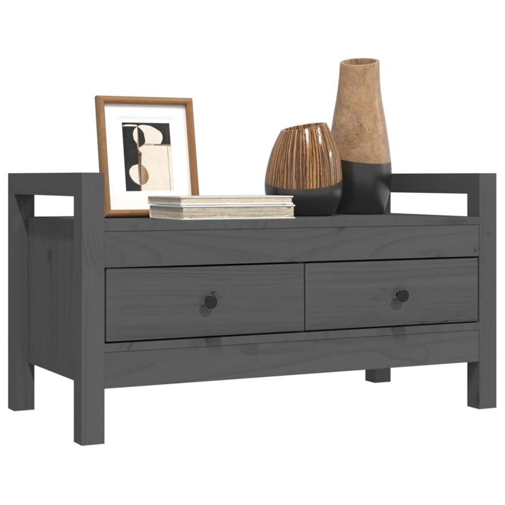 vidaXL 2 Drawer Grey Wooden Hallway Bench Image 5