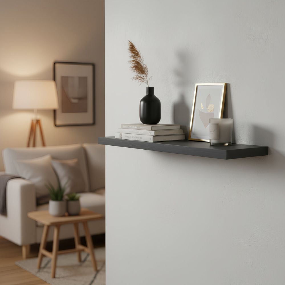 Harbour Housewares 80cm 6 Pack Grey Floating Shelf Image 2