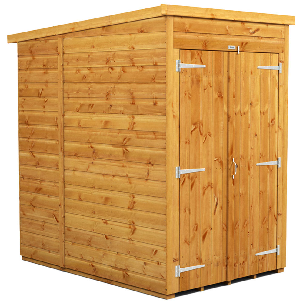 Power Sheds 4 x 6ft Double Door Pent Wooden Shed Image 1