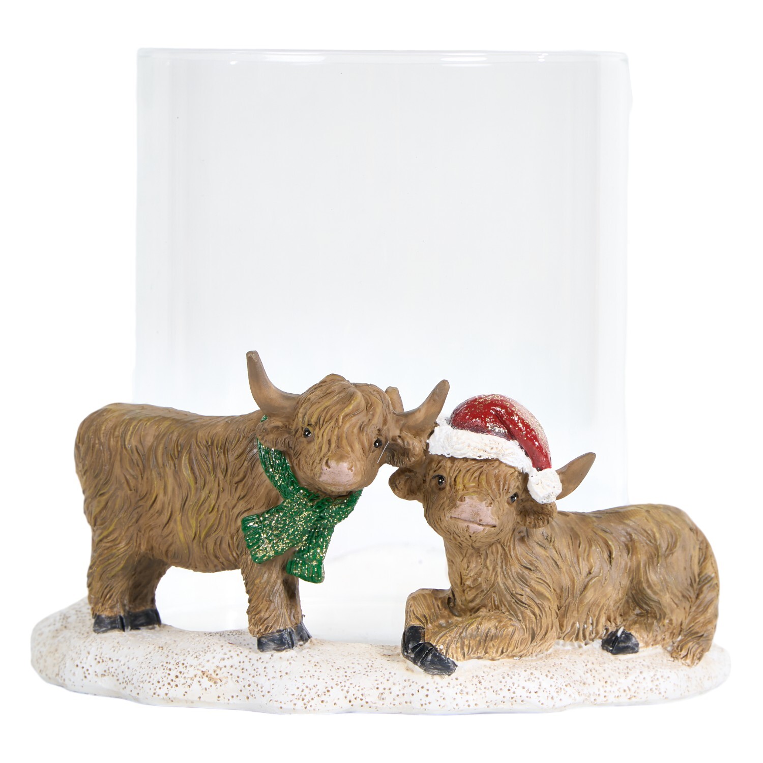 Festive Highland Cow Candle Holder Brown Image 3