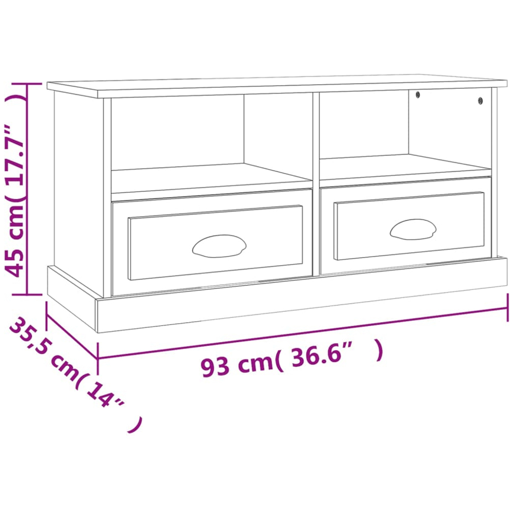 vidaXL 2 Door 2 Shelf White TV Cabinet Image 9