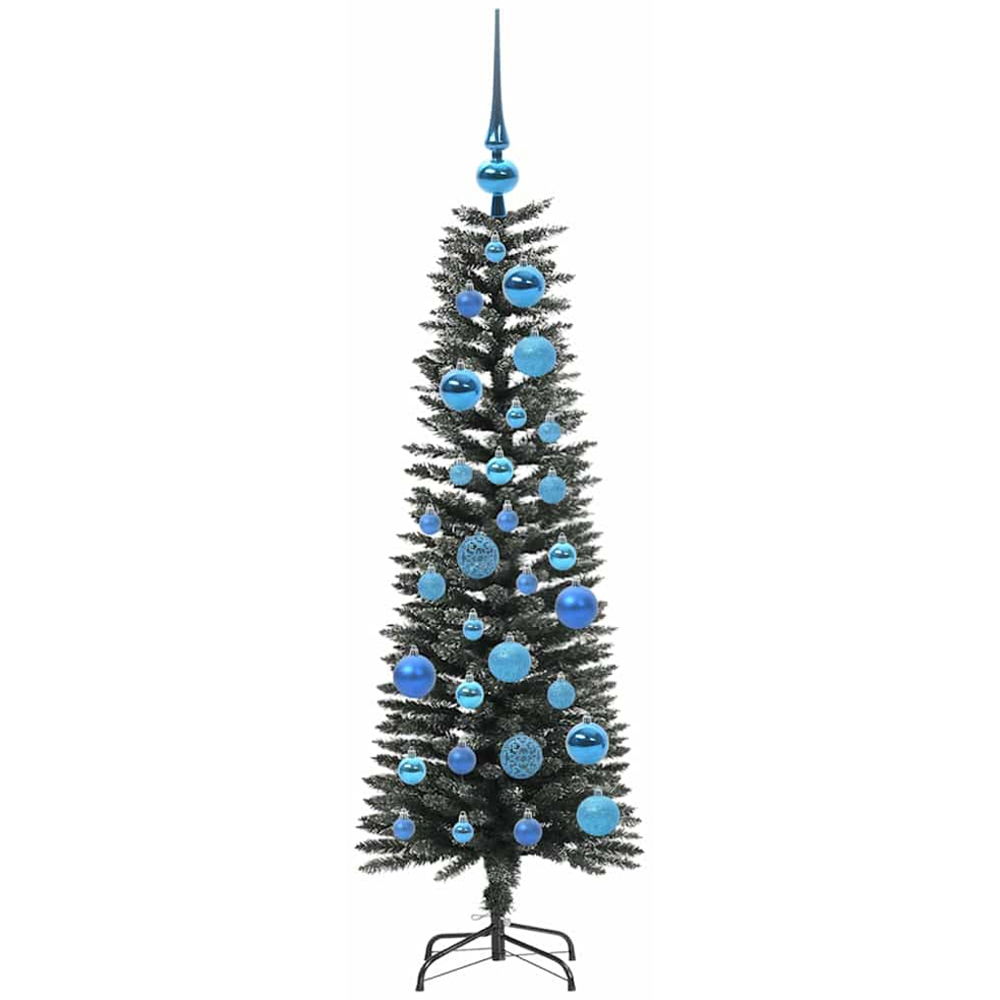 vidaXL Pre-Lit Blue Baubles Green Artificial Christmas Tree 4ft Image 4