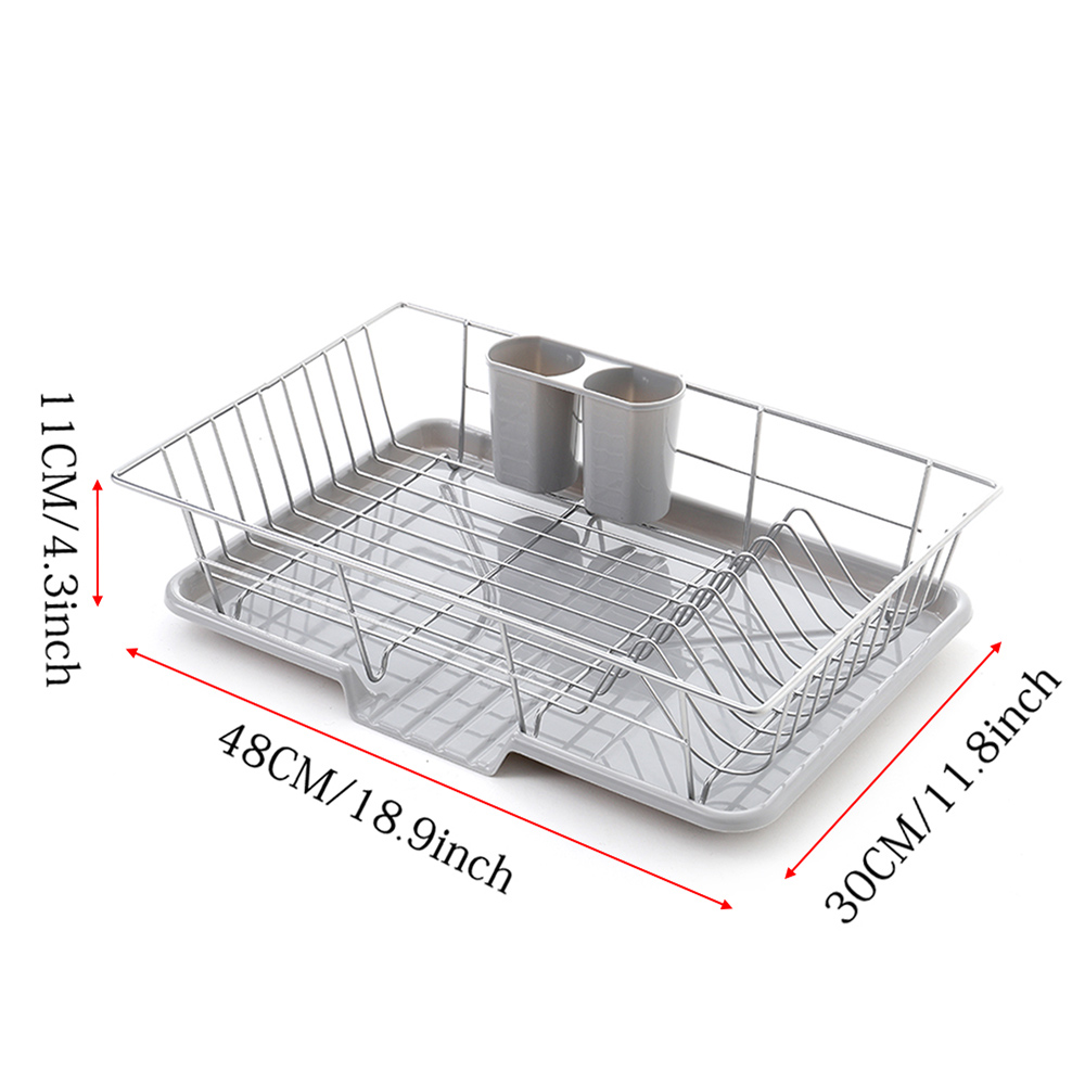 Living And Home WH0758 Silver Metal Dish Rack With Removable Tray Image 8