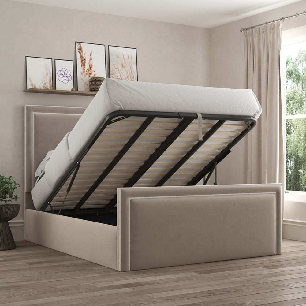 DS Living Verona Super King Size Plush Grey Piping Ottoman Bed Image 5