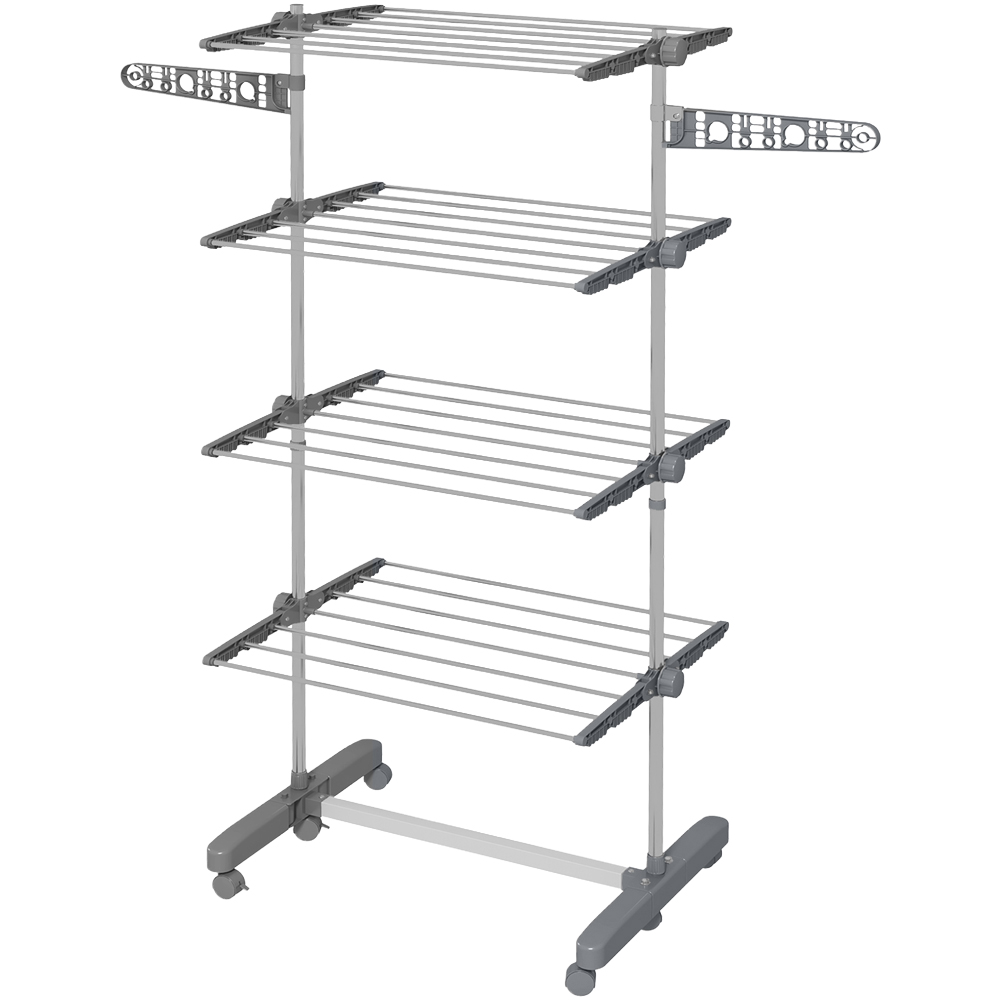 HOMCOM 4 Tier Grey Stainless Steel Clothes Airer Image 1