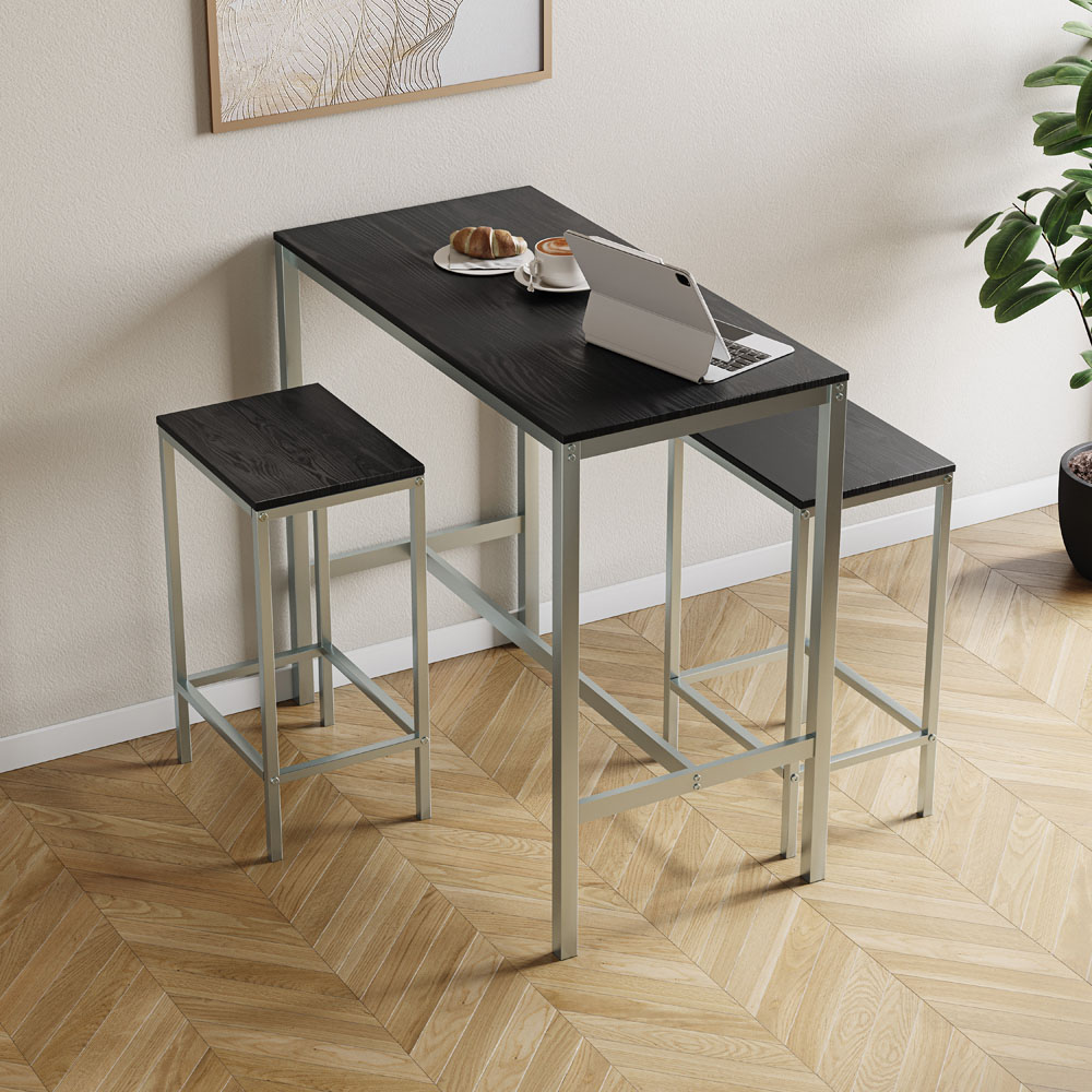 VIDA DESIGNS Roslyn 2 Seater Metal Frame Breakfast Table Set Black Image 2