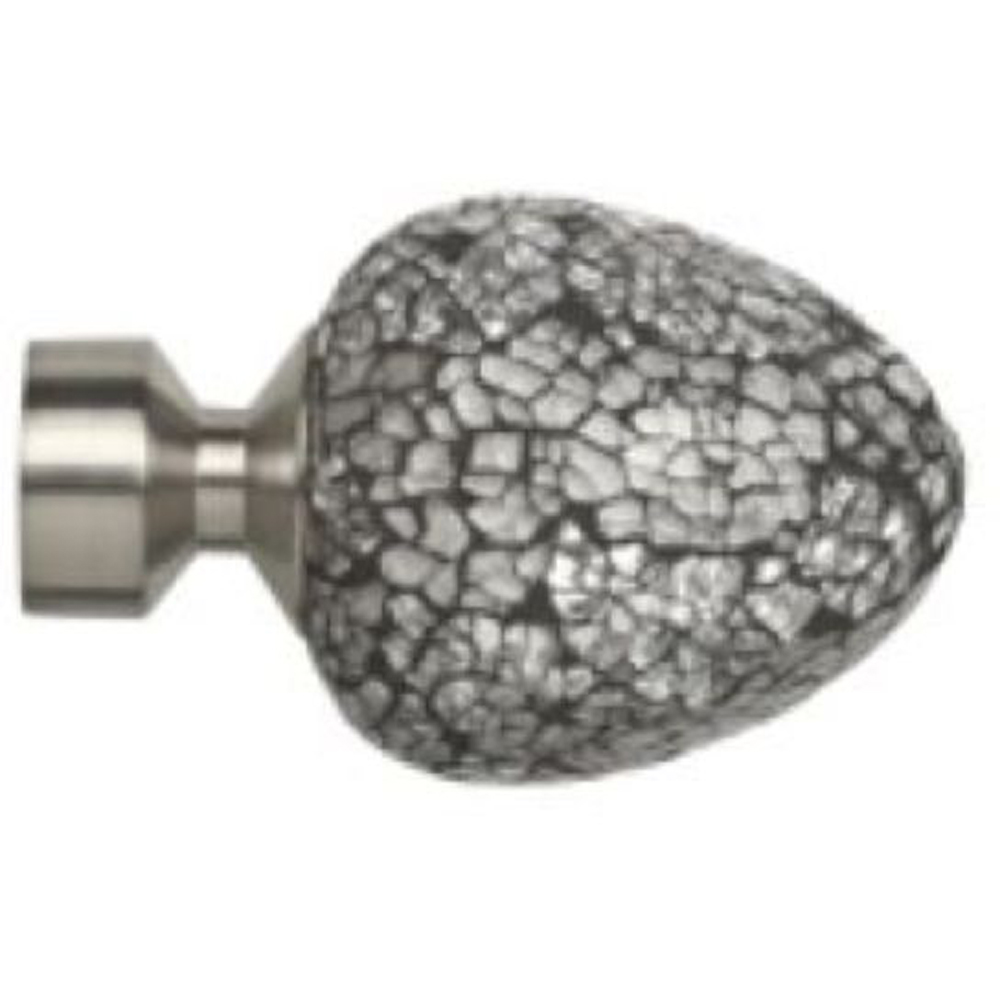 New Edge Blinds 290cm Fixed Length Satin Silver Metal Eyelet Curtain Pole Set with Alexia Finial Image 2