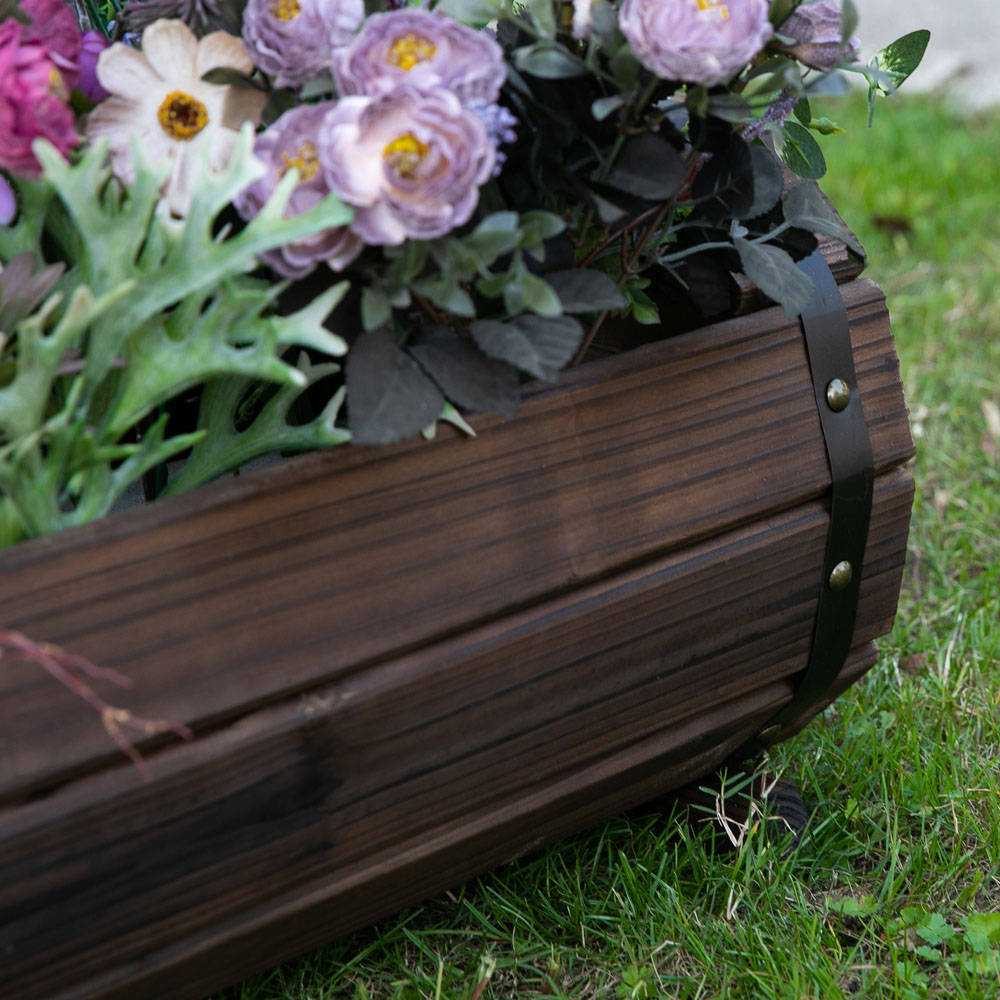 Outsunny Carbonised Wooden Planter 2 Pack Image 3