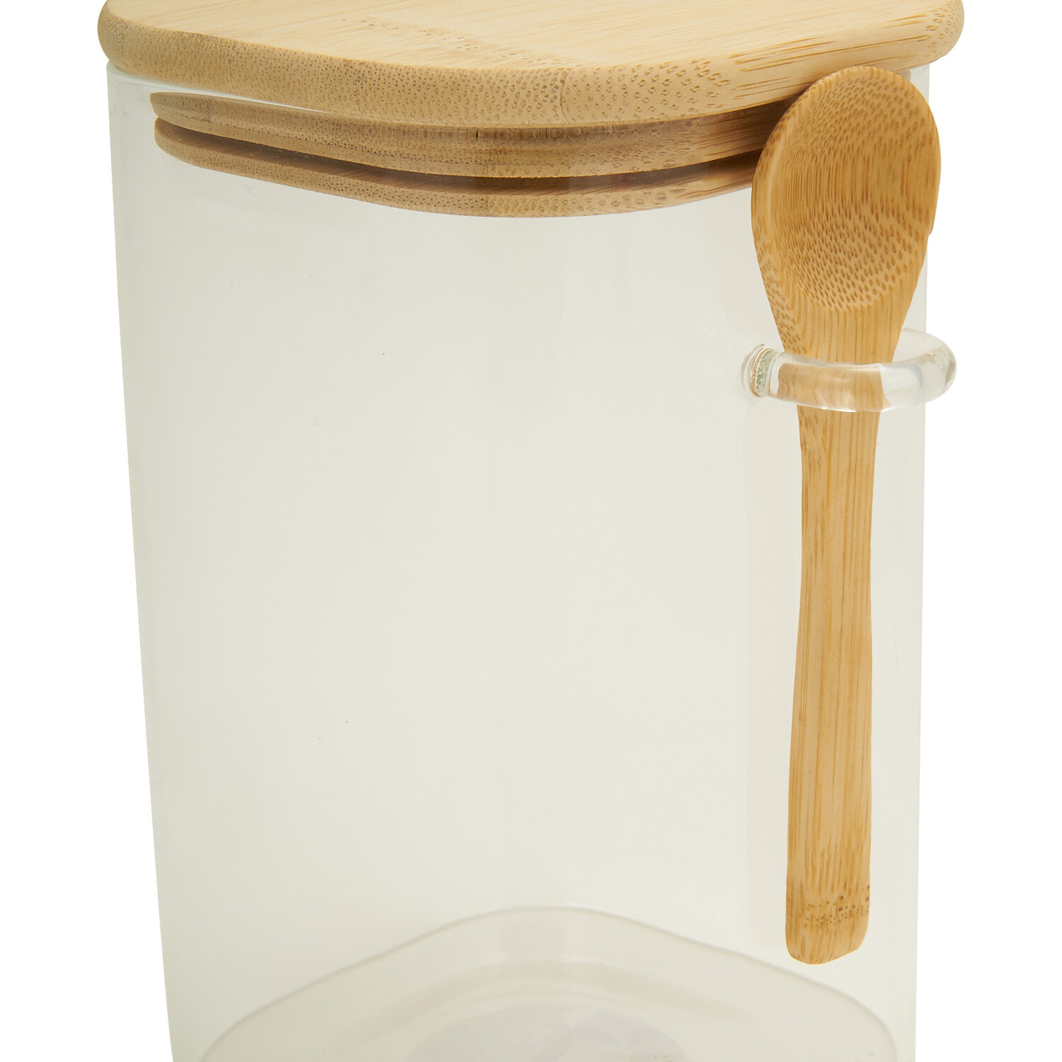 Glass Jar with Bamboo Lid and Spoon - Clear Image 3