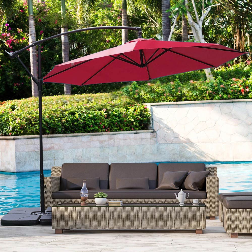 Living and Home Red Cantilever Parasol with Square Base 3m Image 6