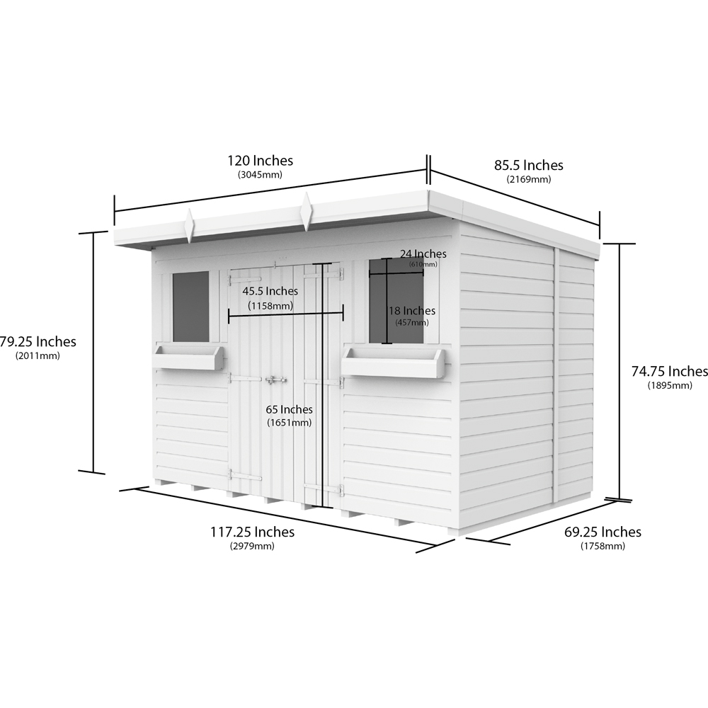 DIY Sheds 10 x 6ft Tongue and Groove Timber Pent Summer Garden Shed Image 8