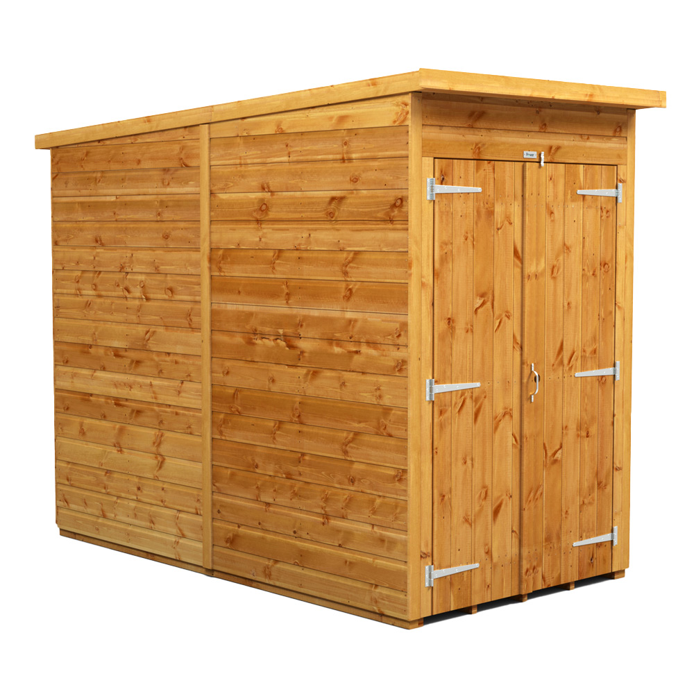Power Sheds 4 x 8ft Double Door Pent Wooden Shed Image 1