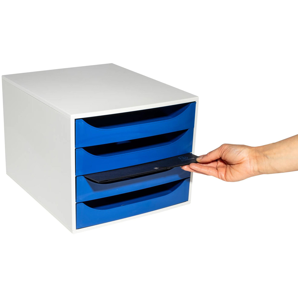 Exacompta EcoBox Office 4 Drawer Night Blue Desk Organiser Image 3