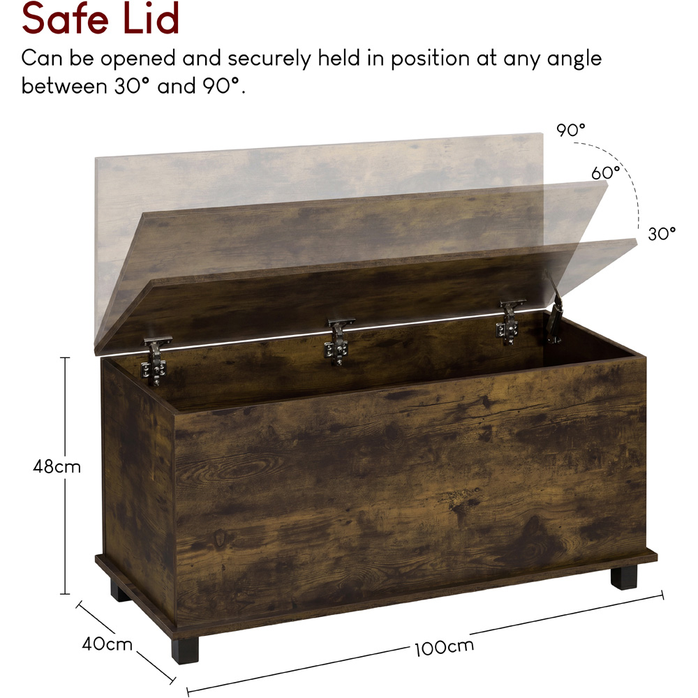 VIDA DESIGNS Leon Rustic Brown Storage Ottoman Bench Image 9