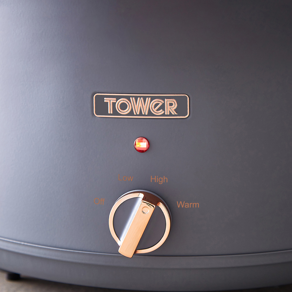 Tower T16043GRY Cavaletto Grey and Rose Gold Slow Cooker 6.5L Image 3