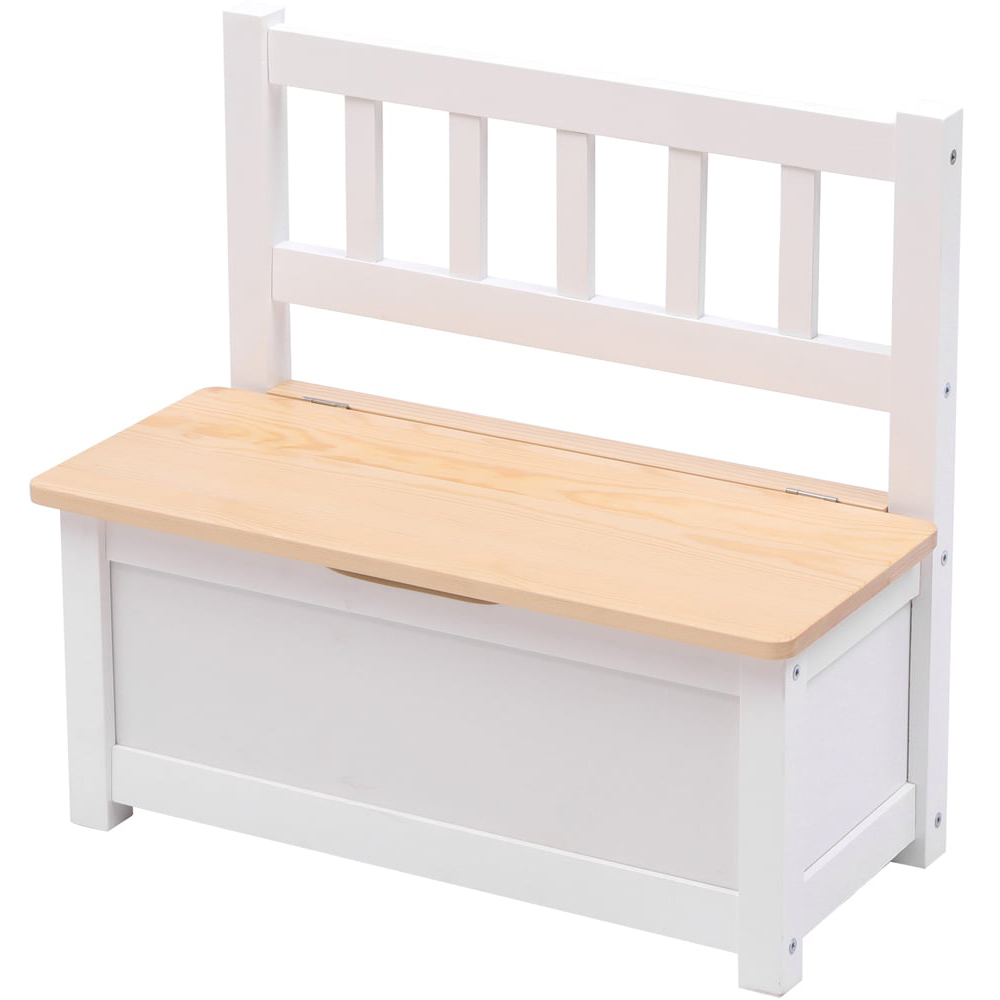 FurnitureHMD White Kids Wooden Storage Bench Image 3
