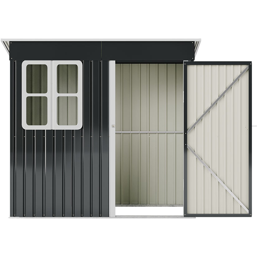 Living and Home 7 x 4ft Black Galvanised Metal Storage Shed with Window Image 3