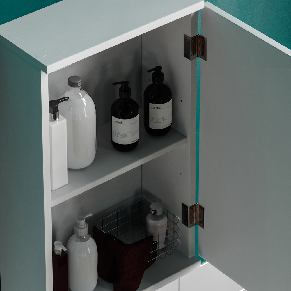 Lassic Bath Vida Priano White 1 Door Bathroom Cabinet Image 4
