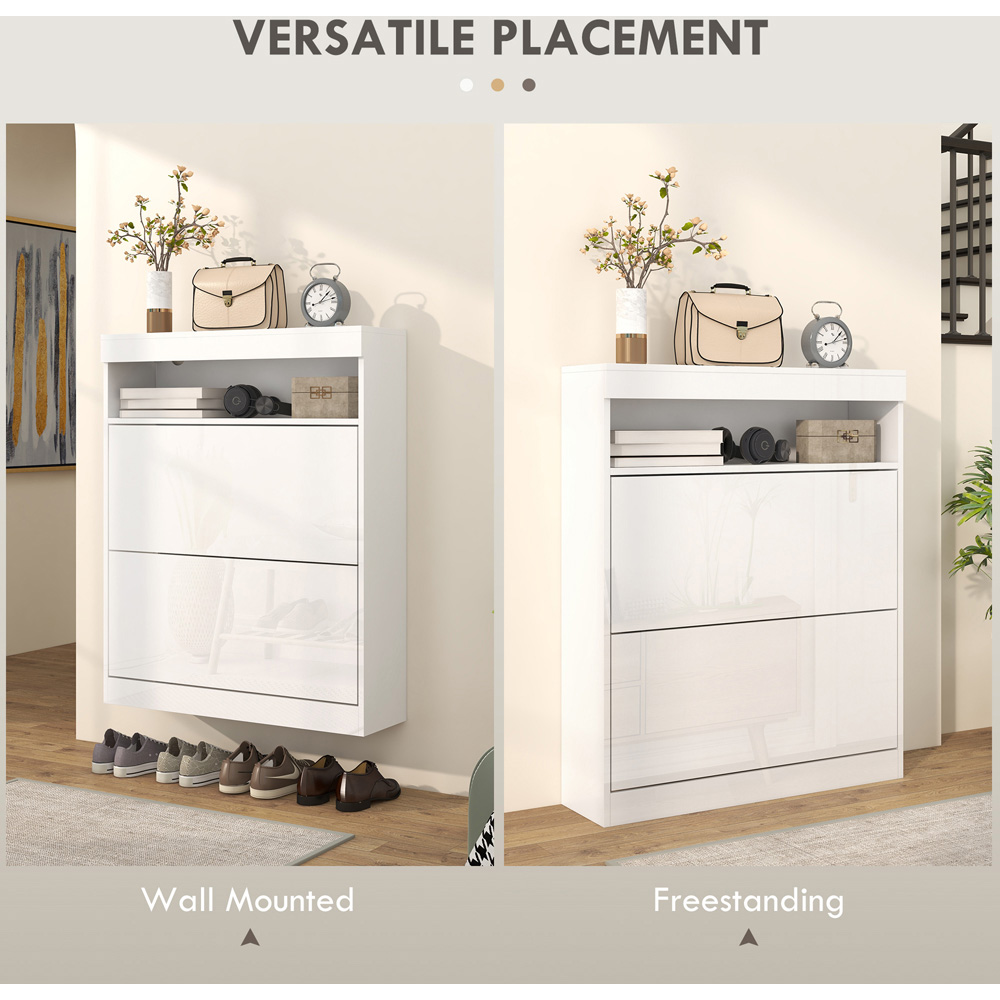 HOMCOM 2 Flip Drawer White Shoe Cabinet Image 7