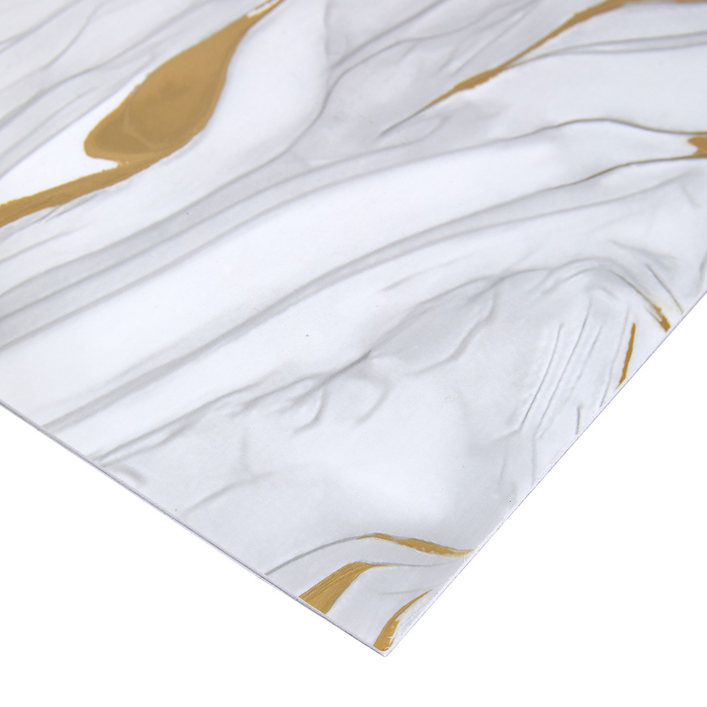 Living and Home Marble Patterned White and Gold PVC Self Adhesive Wall Sticker 10 Pack Image 7