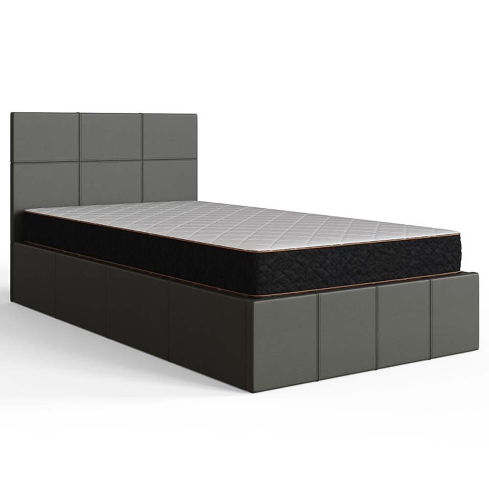 GFW Single Grey Faux Leather End Lift Ottoman Bed with Memory Pocket Spring Mattress Image 3
