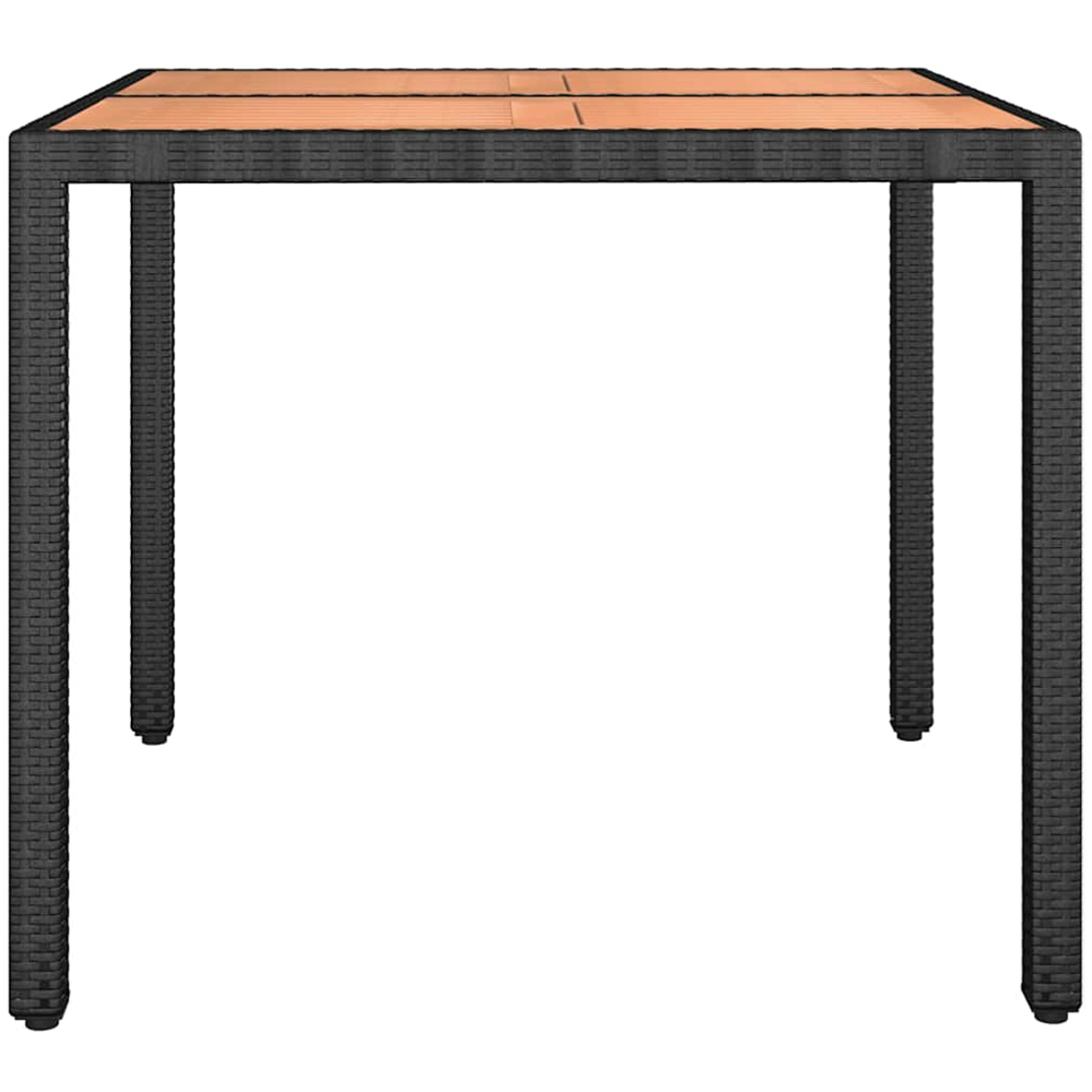 vidaXL 2 Seater Black Polyrattan and Wooden Tabletop Garden Table Image 4