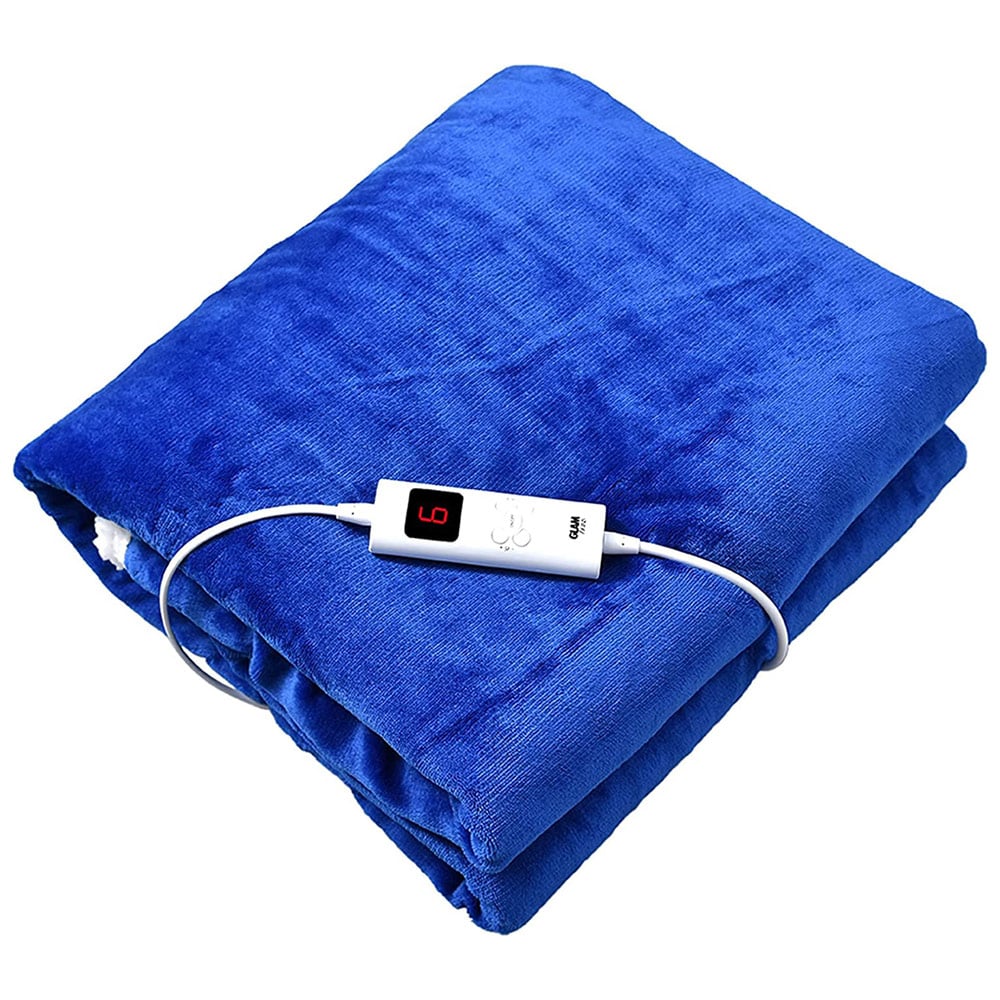 GlamHaus Dark Blue Electric Throw Image 1