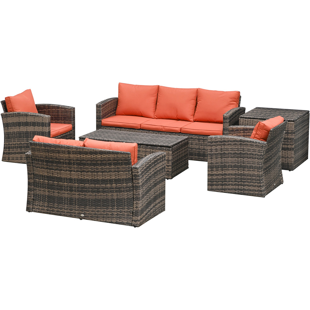 Outsunny 7 Seater Mixed Brown Rattan Wicker Lounge Set Image 2