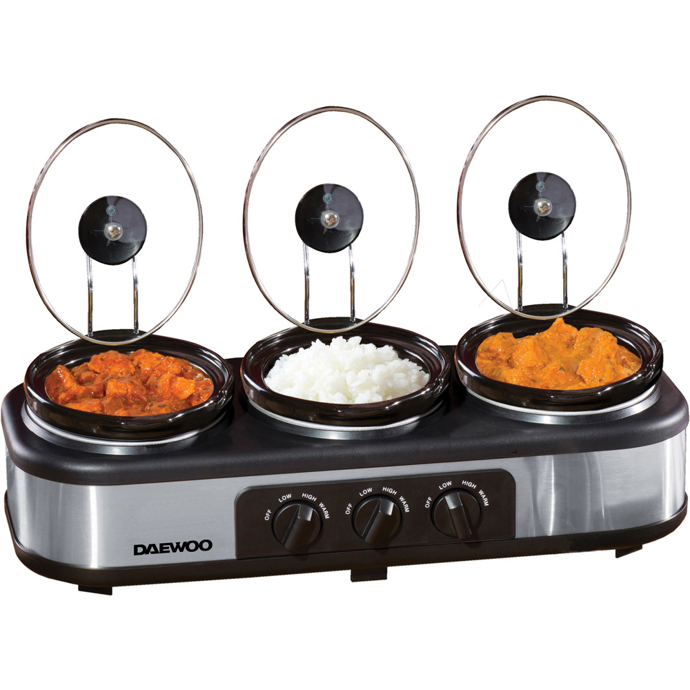 Daewoo Triple Slow Cooker with 3 Pots 300W Image 1