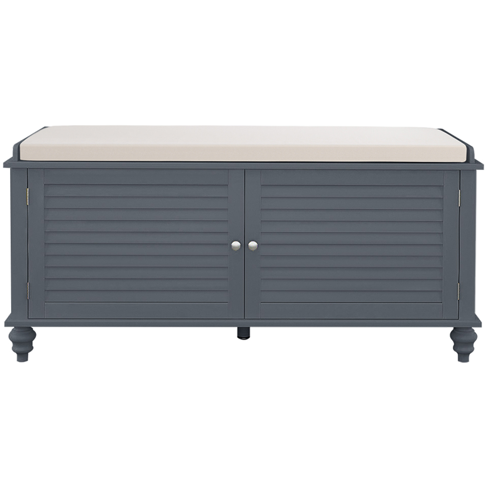 Living and Home Grey Wooden Shoe Cabinet Bench Image 2
