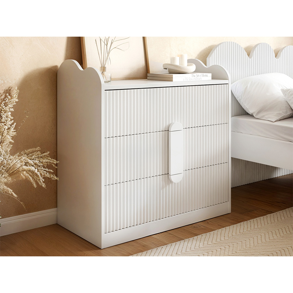 Flair Calista White 3 Drawer Ribbed Chest of Drawers Image 5