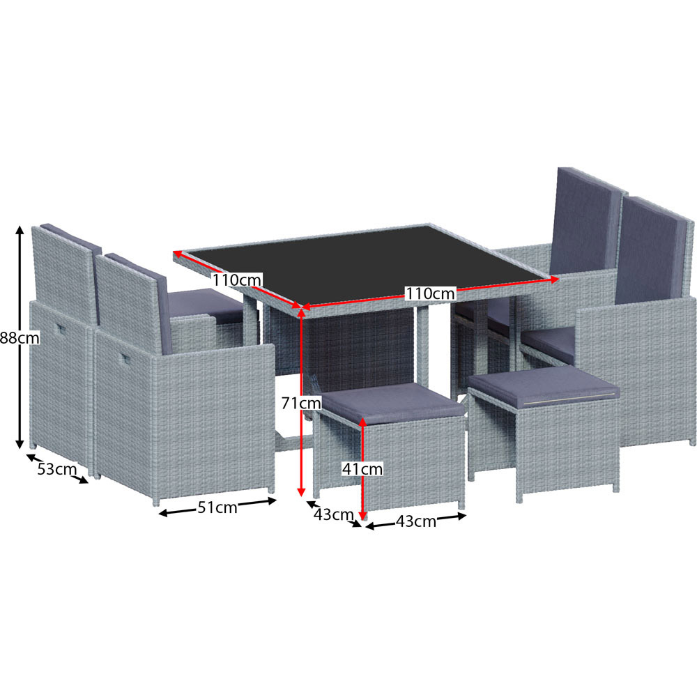 Garden Vida Cuba Rattan Effect 8 Seater Garden Dining Set Grey Image 9