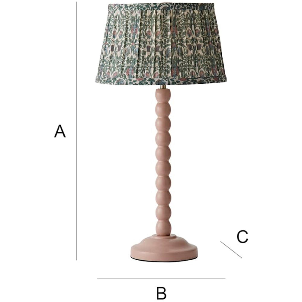 ValueLights Floral Pleated Shade Pastel Pink Bobbin LED Table Lamp with Bulb Image 7
