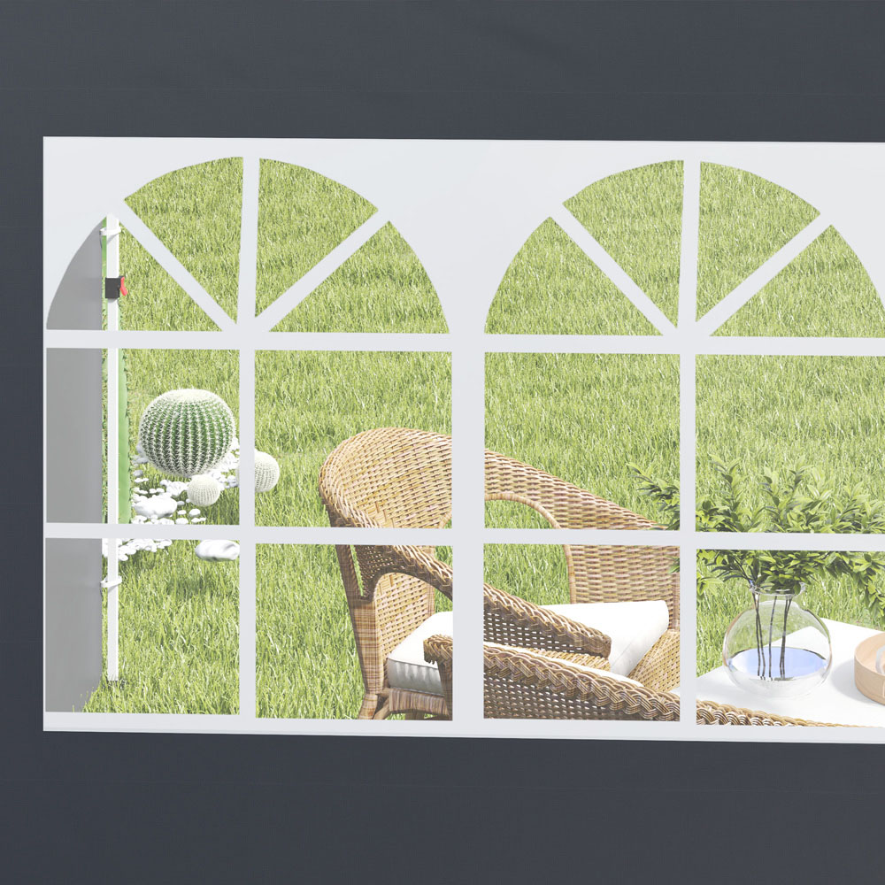 Outsunny Dark Grey Gazebo Wall Panel Replacement with Window Image 3