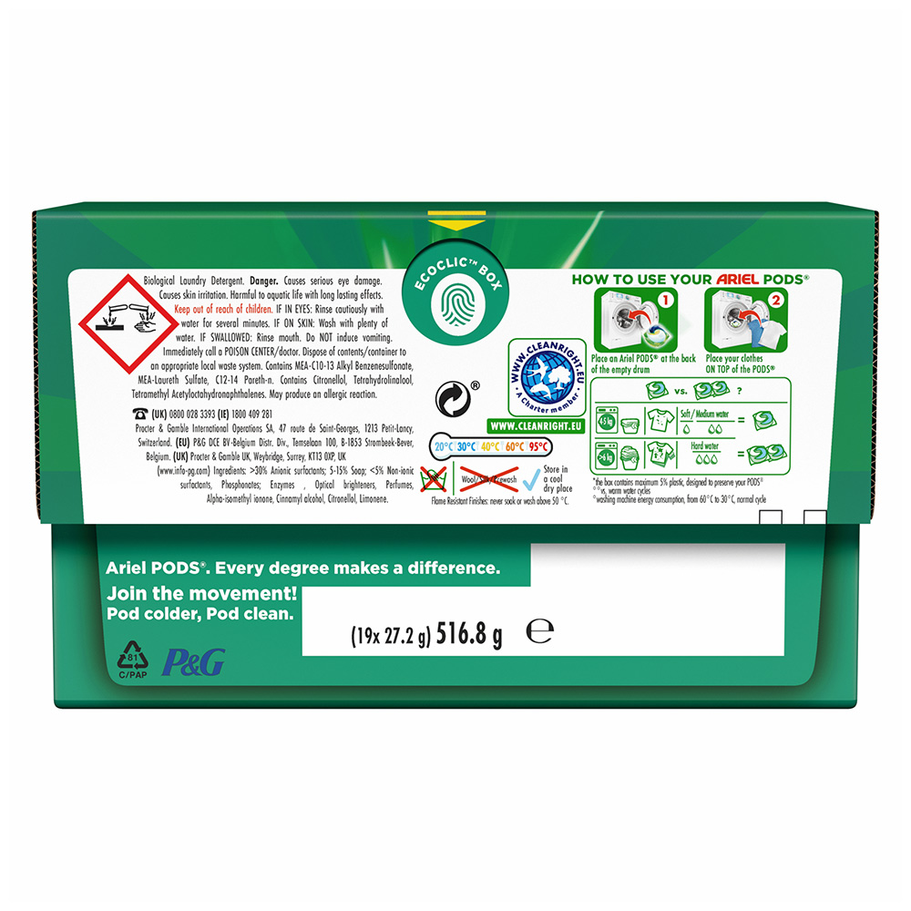 Ariel Platinum All in 1 Pods Washing Liquid Capsules 19 Washes Wilko