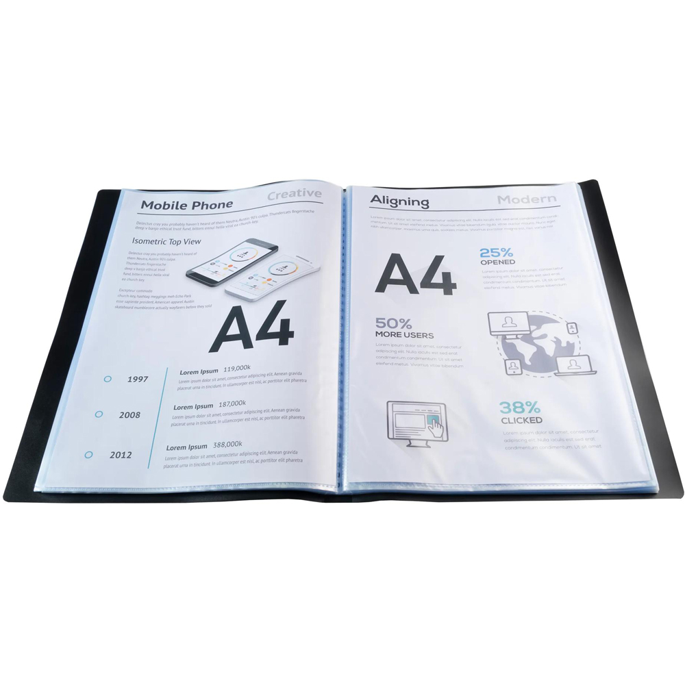 Exacompta Opak A4 60 Pocket Black Display Book 8 Pack Image 5