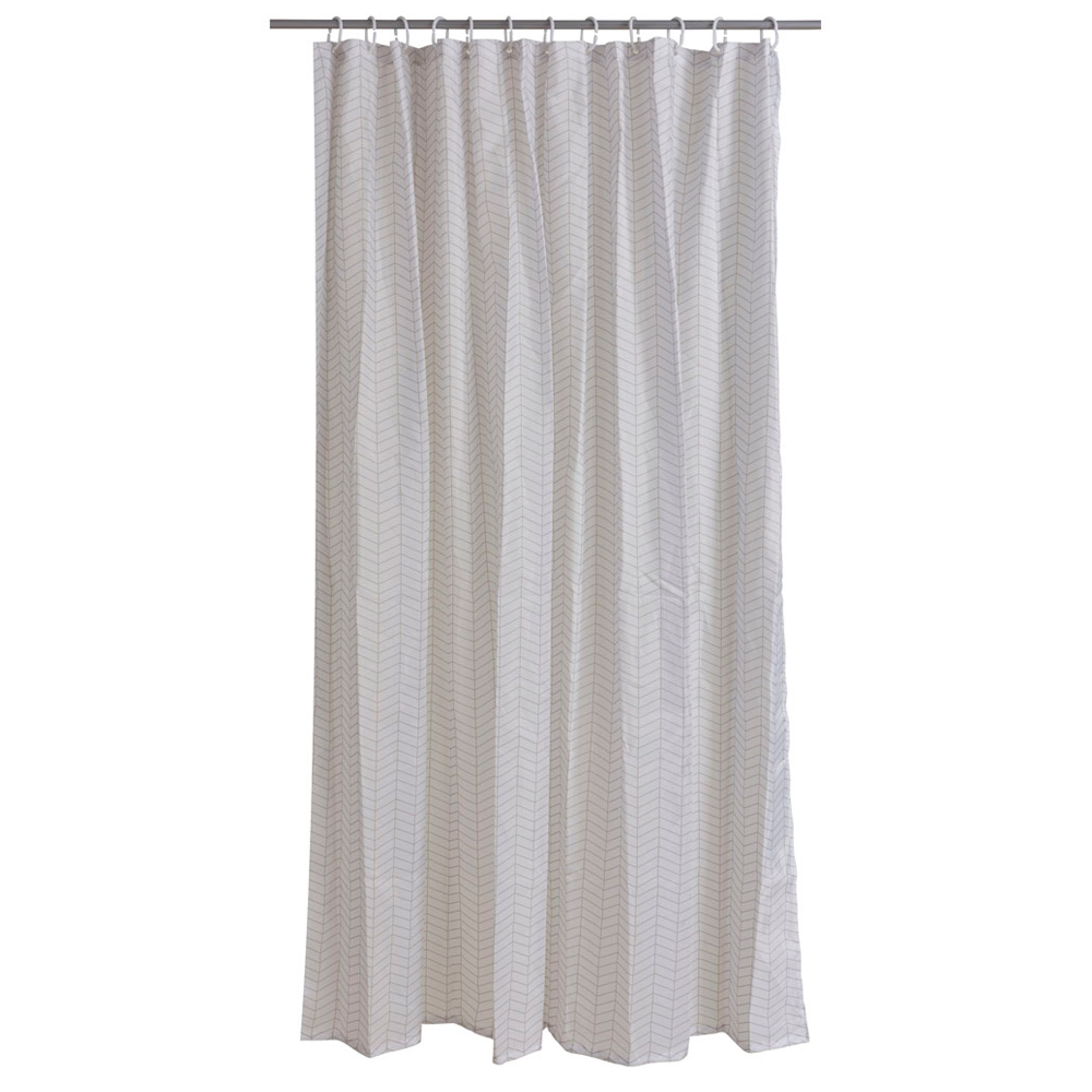 Wilko Polyester Chevron Design Shower Curtain Image 1