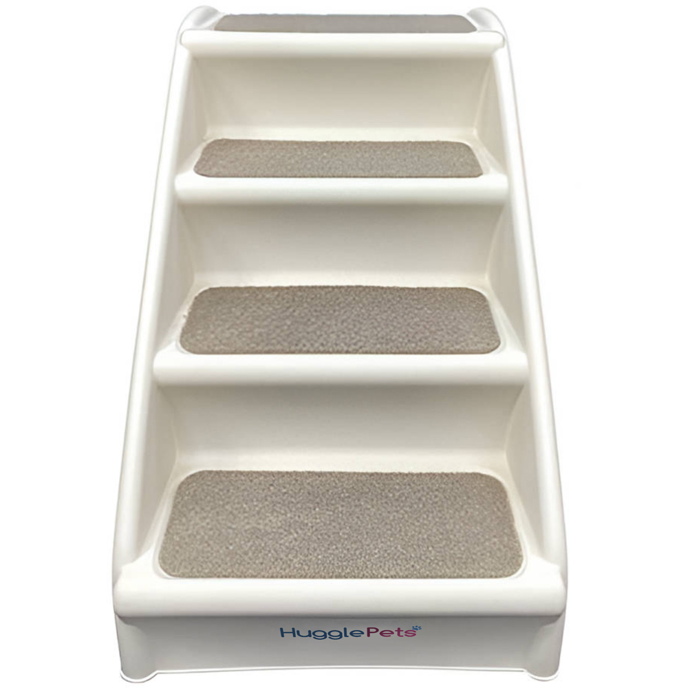 HugglePets Cream Plastic Pet Stairs with Carpet Image 3