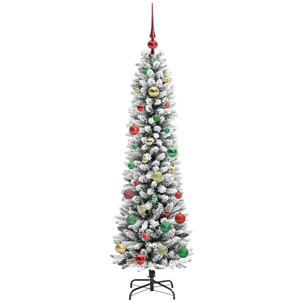 vidaXL Pre-Lit Warm White LED Multicolour Baubles White Artificial Christmas Tree with Stand 5ft Image 3