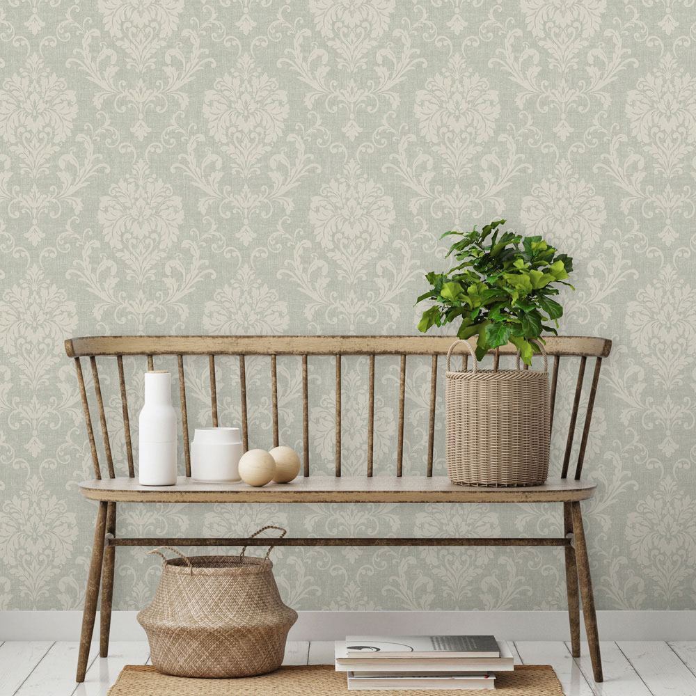 Richmond Damask Wallpaper Sage Image 1