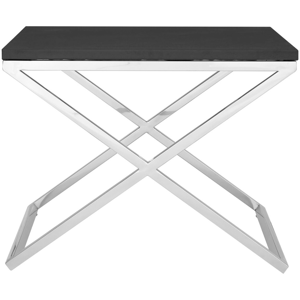 Premier Housewares Tribute Black Leather Effect Side Table with Silver Base Image 3